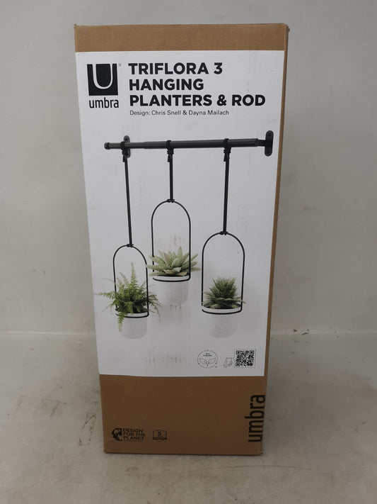Umbra 1011748-660 Triflora Hanging Planter for Window, Indoor Herb Garden, White