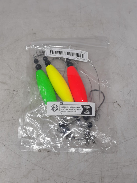 Unbranded 3pc EVA Foam Fishing Floats 6/0 Hook Rigs – Red Yellow Green