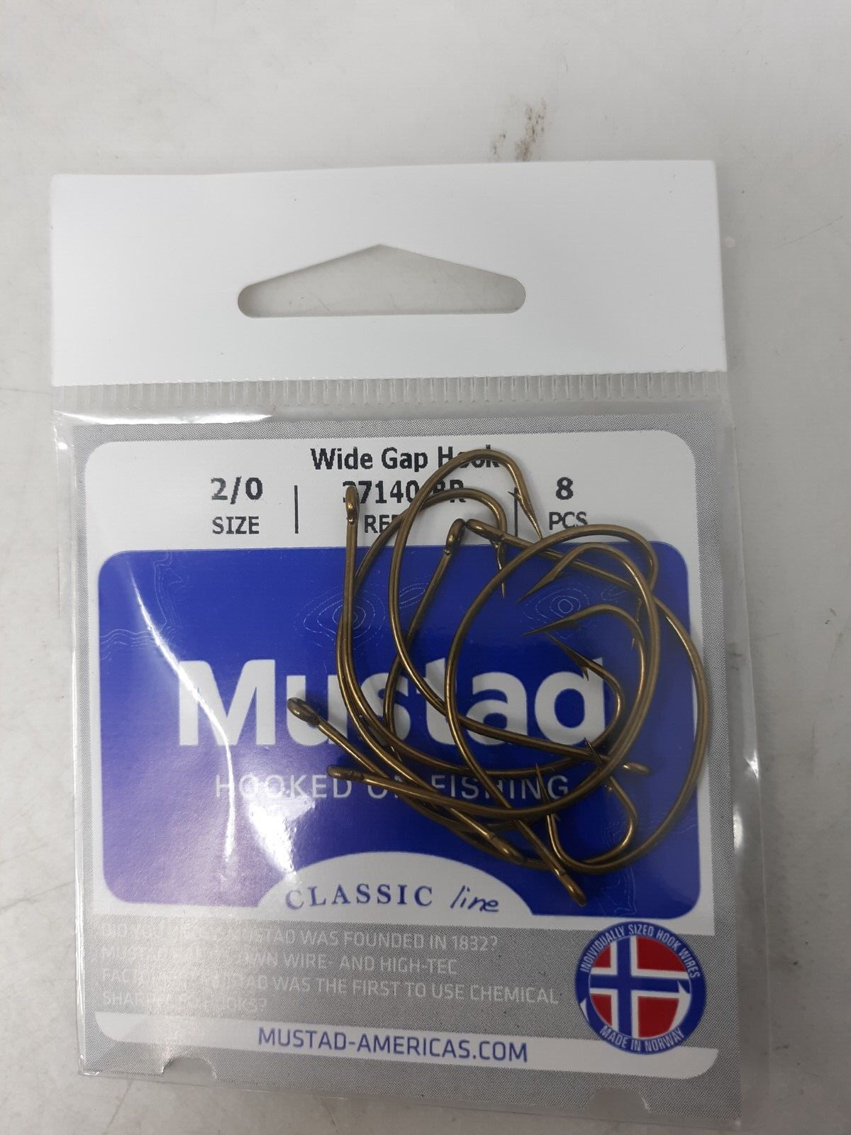 Mustad Wide Gap Hooks 2/0 37140-BR Lot of 10 Packs (80 Hooks Total)