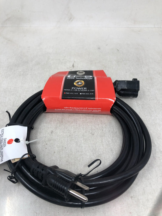 Hosa PWX-415 Power Extension Cord, NEMA 5-15R to NEMA 5-15P, 15 ft