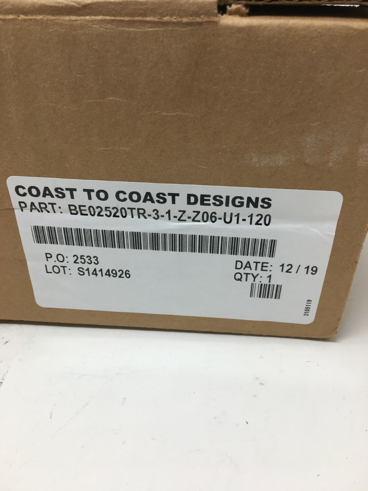 Coast To Coast Designs Flush Surface Power Mount, (BE0250TR-3-1-Z-Z06-U1-120)
