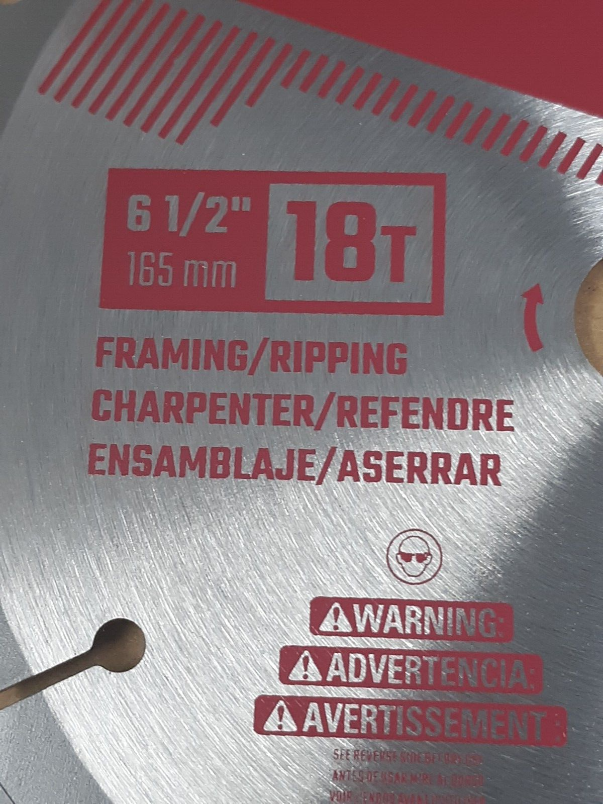 Craftsman 6-1/2" 18T Framing/Ripping Circular Saw Blade 165mm Carbide Tip