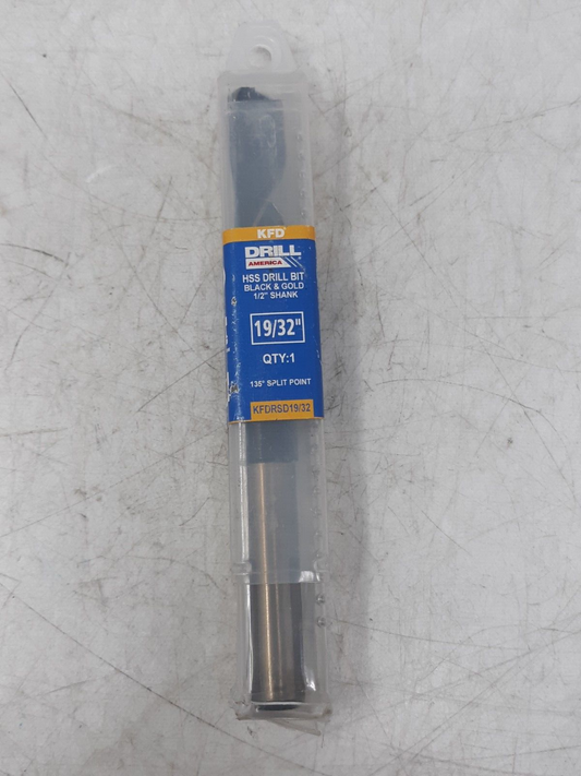 Drill America KFD 19/32" HSS Black & Gold Drill Bit 1/2" Shank KFRDSD19/32
