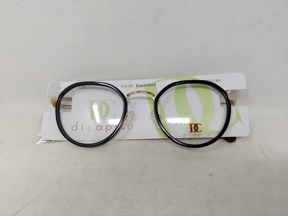 DiCaprio DC 333 Unisex Clear Lens Glasses Frames Black/Gold  47-23-140