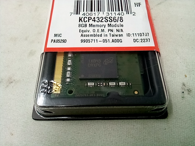 KCP432SS6-8 8GB DDR4 3200MHz Single Rank SODIMM Memory