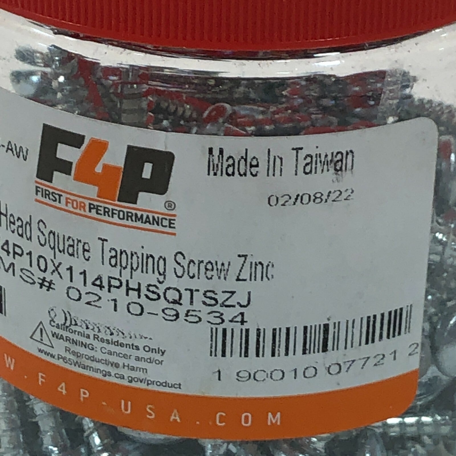 F4P First for Performance 10 x 1 1/4" Pan Head Square Tapping Screw Zinc- 100ct