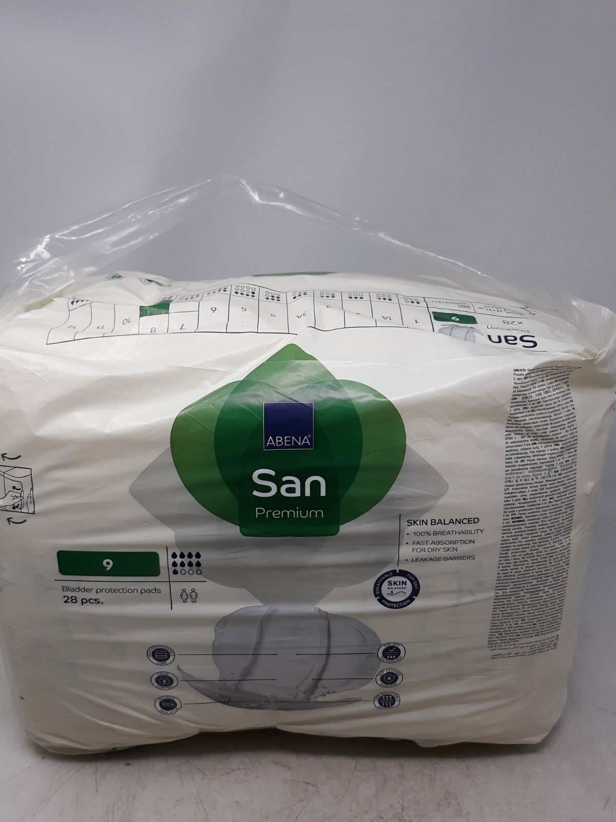 Abena San Premium Incontinence Pads, Heavy Absorbency, Size 9, 28 Count