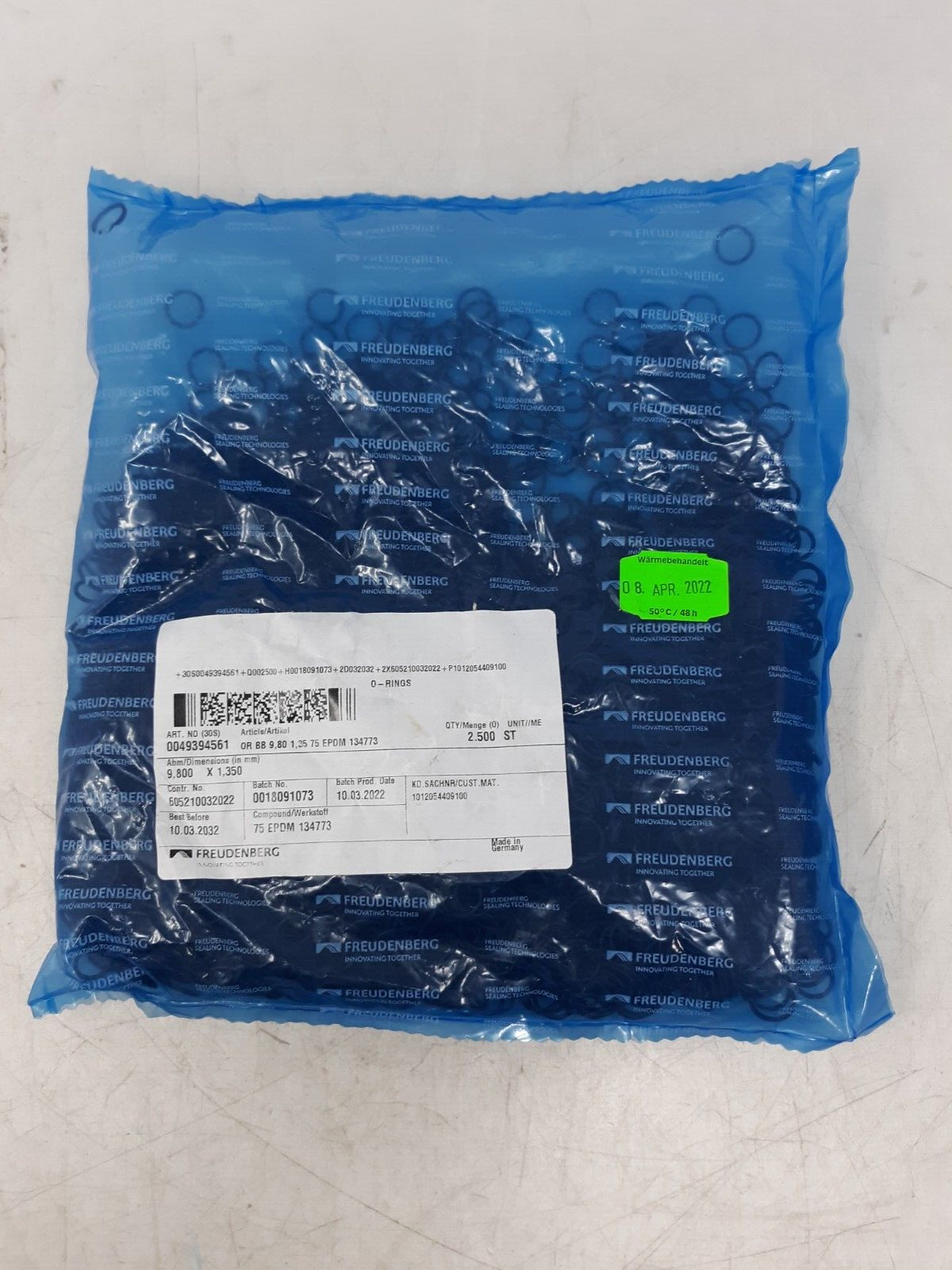 Freudenberg 0049394561 O-Ring 9.8mm x 1.35mm 75 EPDM 134773 Lot of 2500