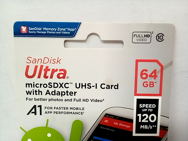 SanDisk 64gb Ultra Usd 120mb/s C10 Uhs -  SDSQUA4-064G-AN6MA , MicroSDXC UHS-I C