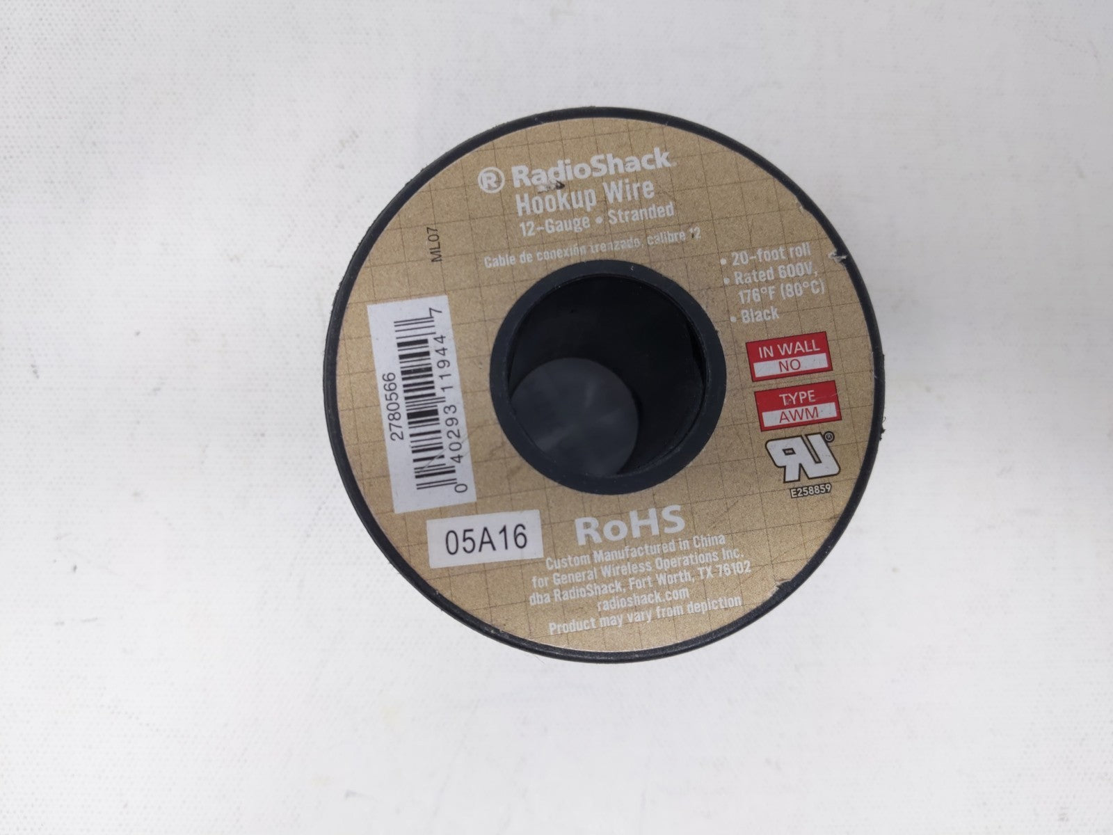 Radio Shack RU Respooled Hookup Wire 12 gauge, stranded 20 ft