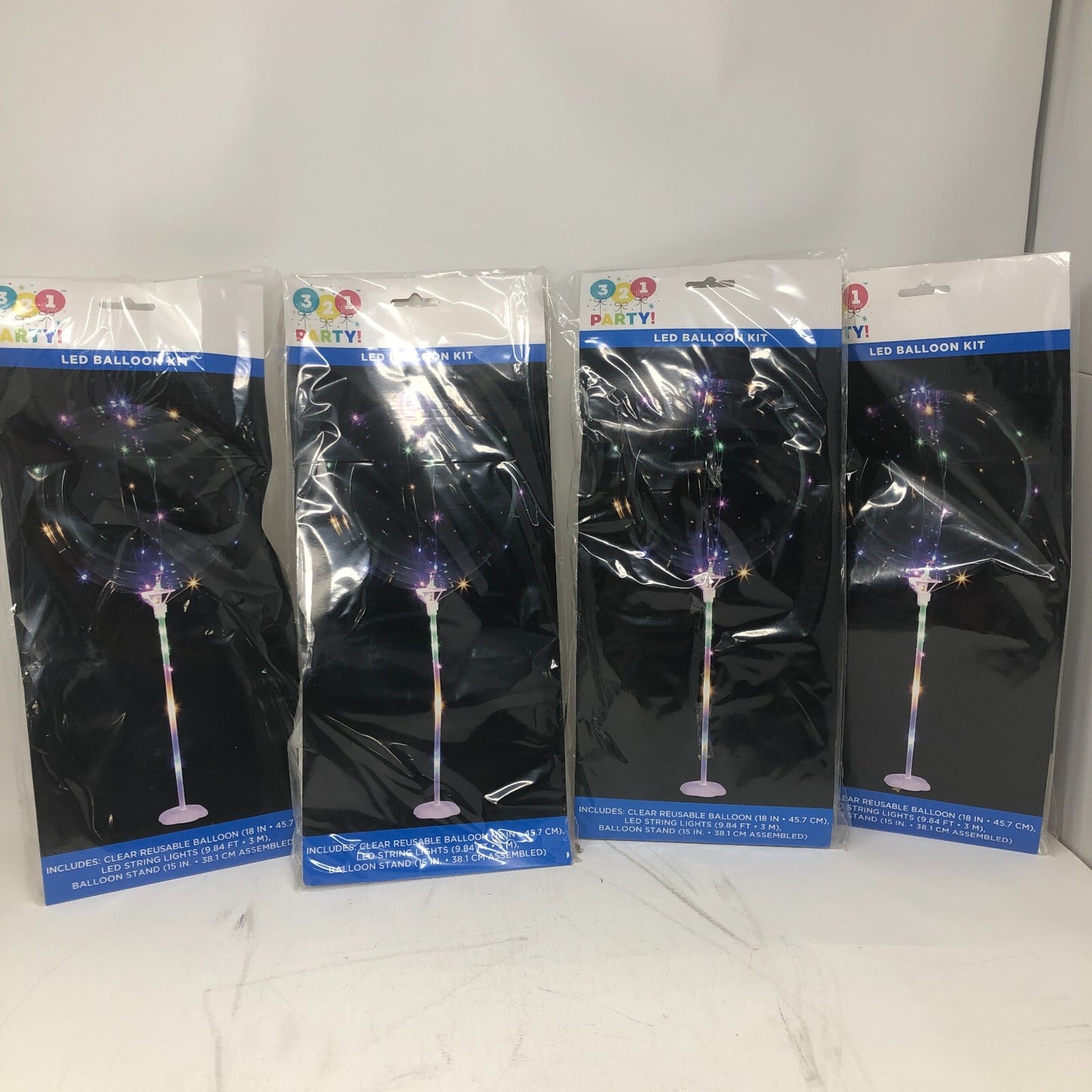 3,2,1 Party LED Balloon Kit- 4 Pack