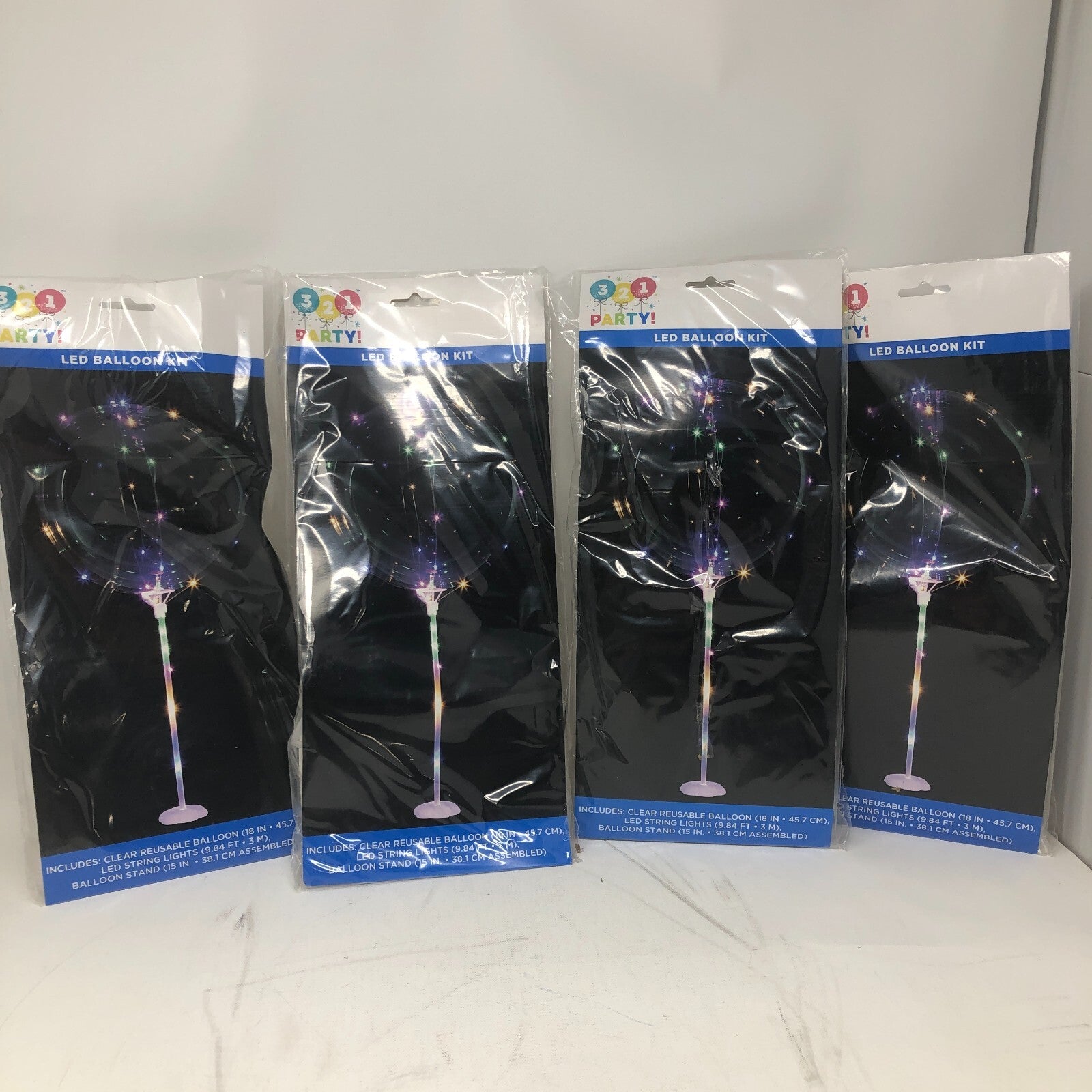 3,2,1 Party LED Balloon Kit- 4 Pack