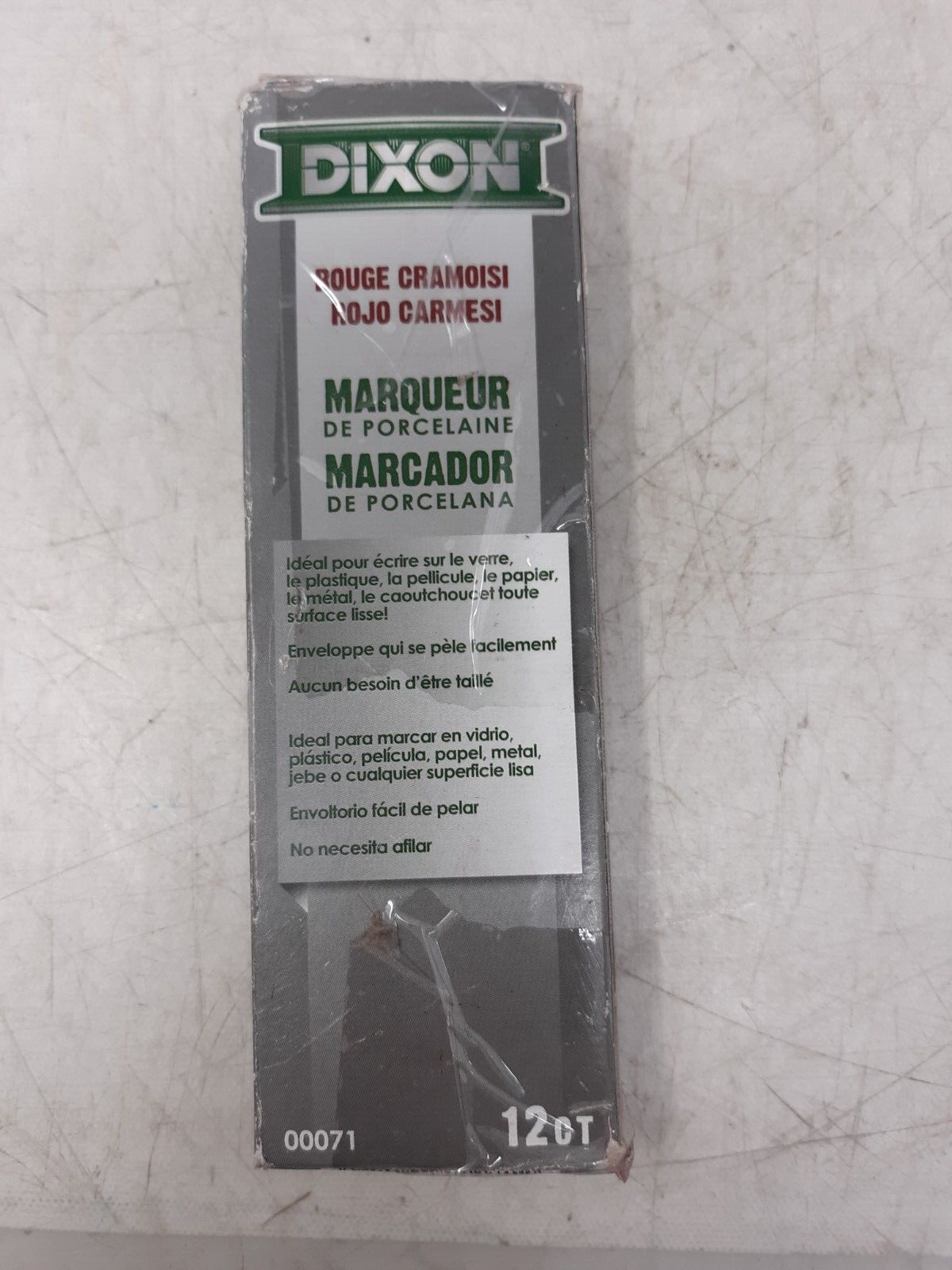 Dixon Phano China Marker Crimson Red 00071 Peel-Off Grease Pencil 12-Pack