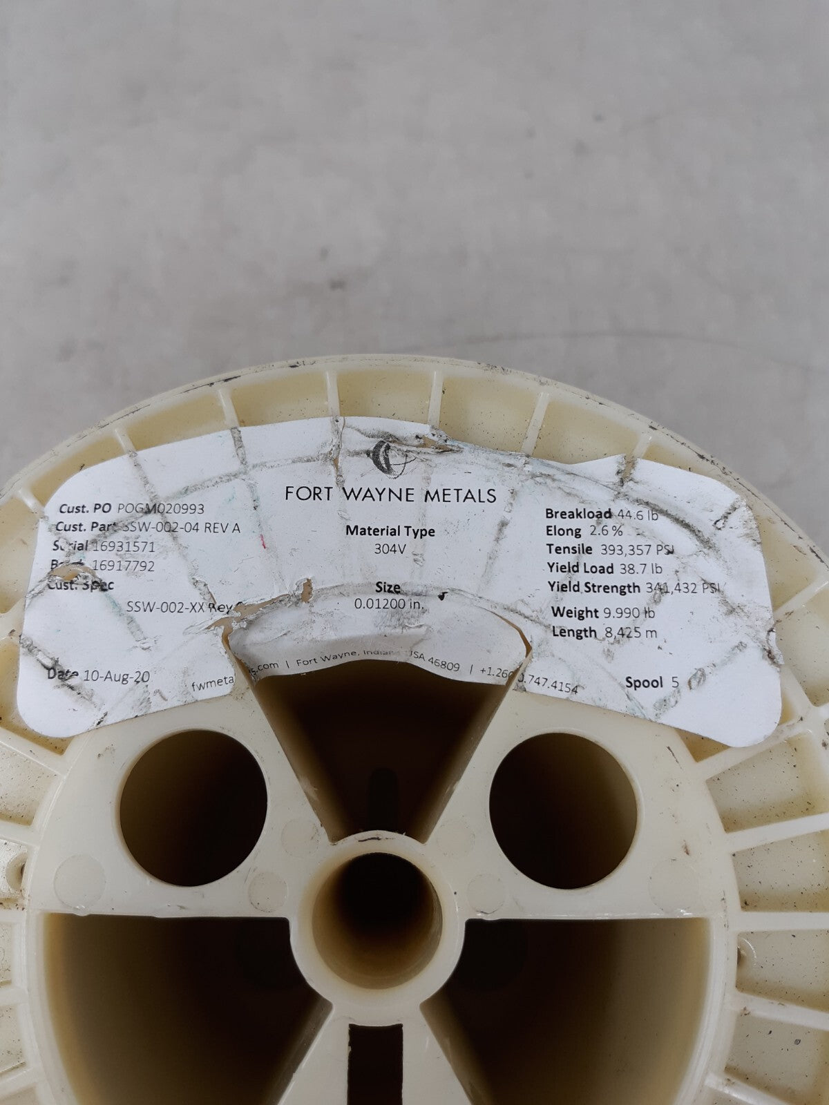 Fort Wayne Metals 340V Stainless Steel Round Wire - 0.012" Dia. - 8425 Meters