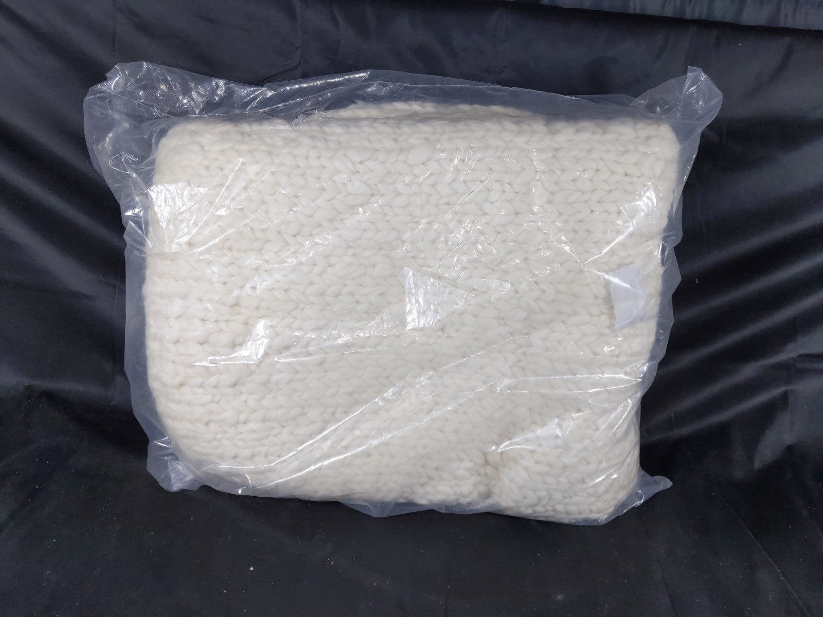 Quince Chunky Hand Knit Wool Throw Blanket  Ivory 50x60 $129 Retail Price
