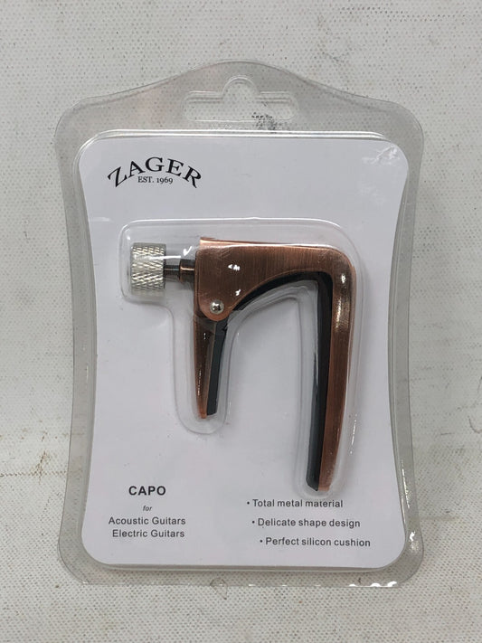Zager Guitar Metal Capo ~ Accessory for Acoustic & Electric Guitars, Bronze