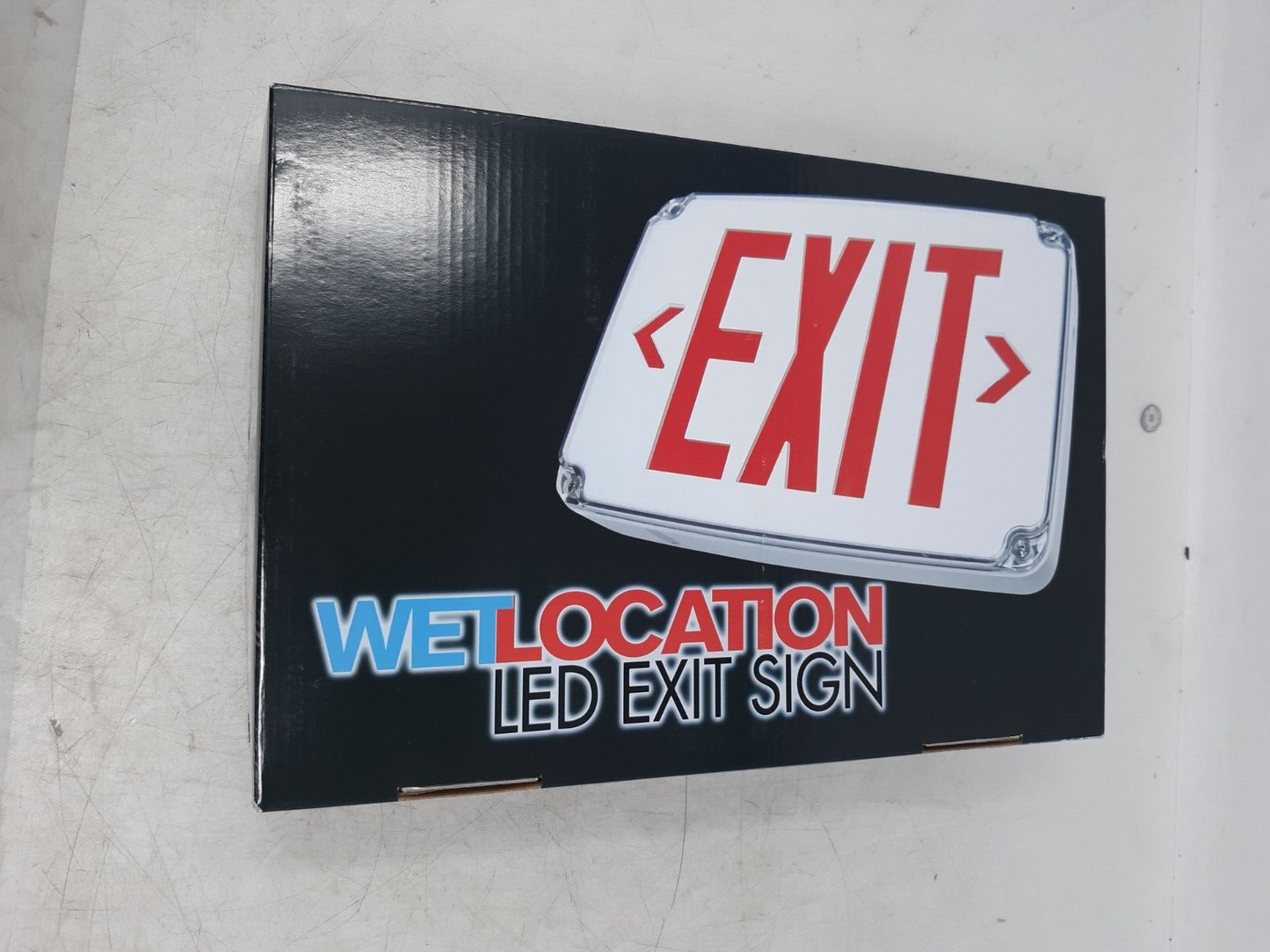 Wet Location LED Exit Sign Green Letters Single Face Battery Backup White Housin
