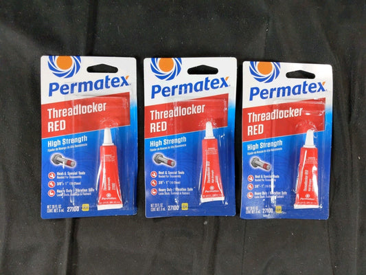 3-Pack Permatex Red Thread Locker 27100, High Strength Squeeze Tube