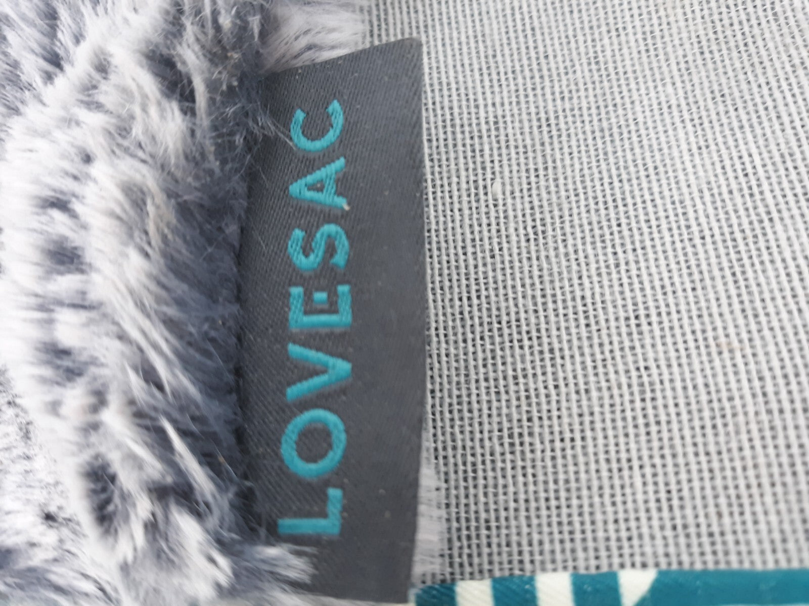 Lovesac Phur Standard Sactional Cover Set Gray Fur & Teal Geometric 1 Piece