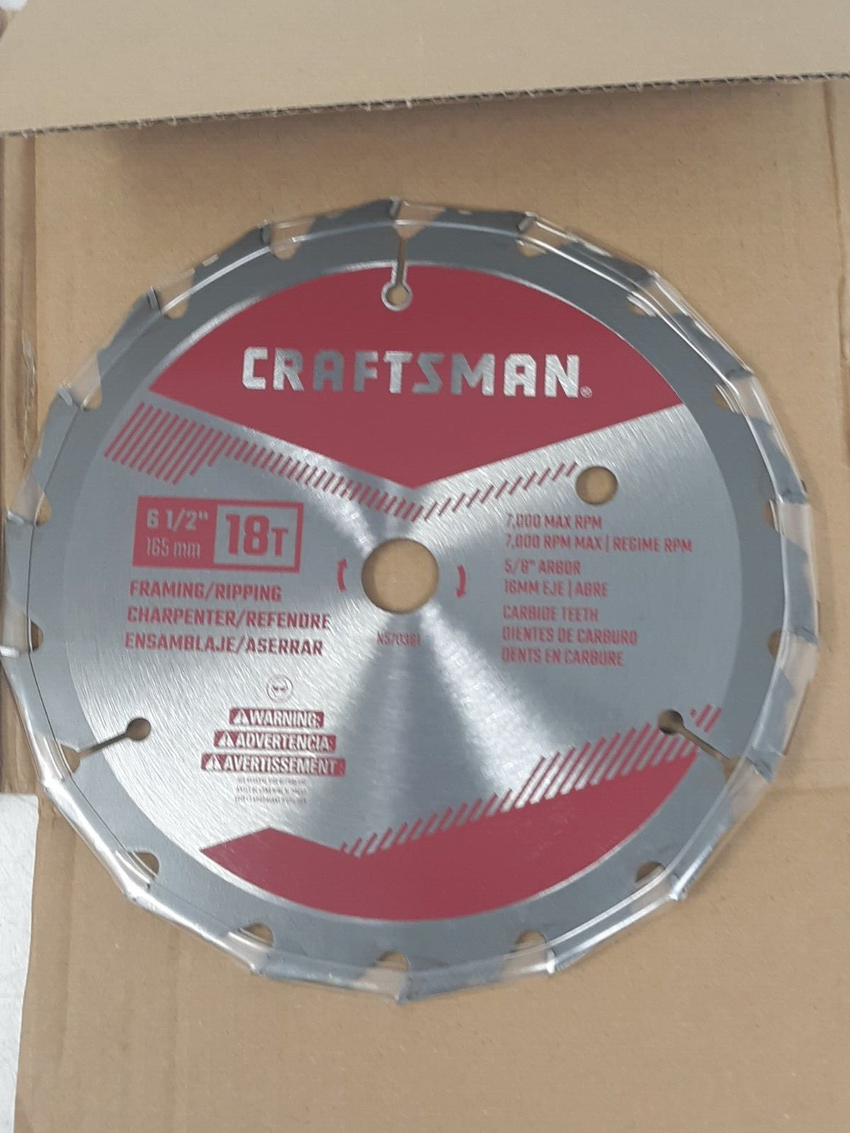 Craftsman 6-1/2" 18T Framing/Ripping Circular Saw Blade 165mm Carbide Tip