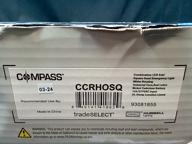 HUBBELL LIGHTING - COMPASS Exit Sign with Emergency Lights, CCRHOSQ