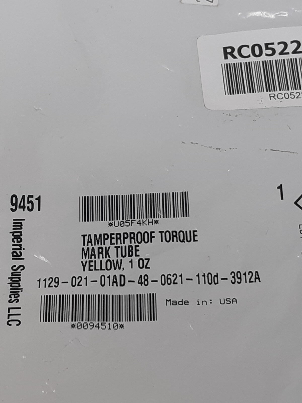 DYKEM Cross Check Torque Seal Tamper-Proof Indicator  83317 Yellow