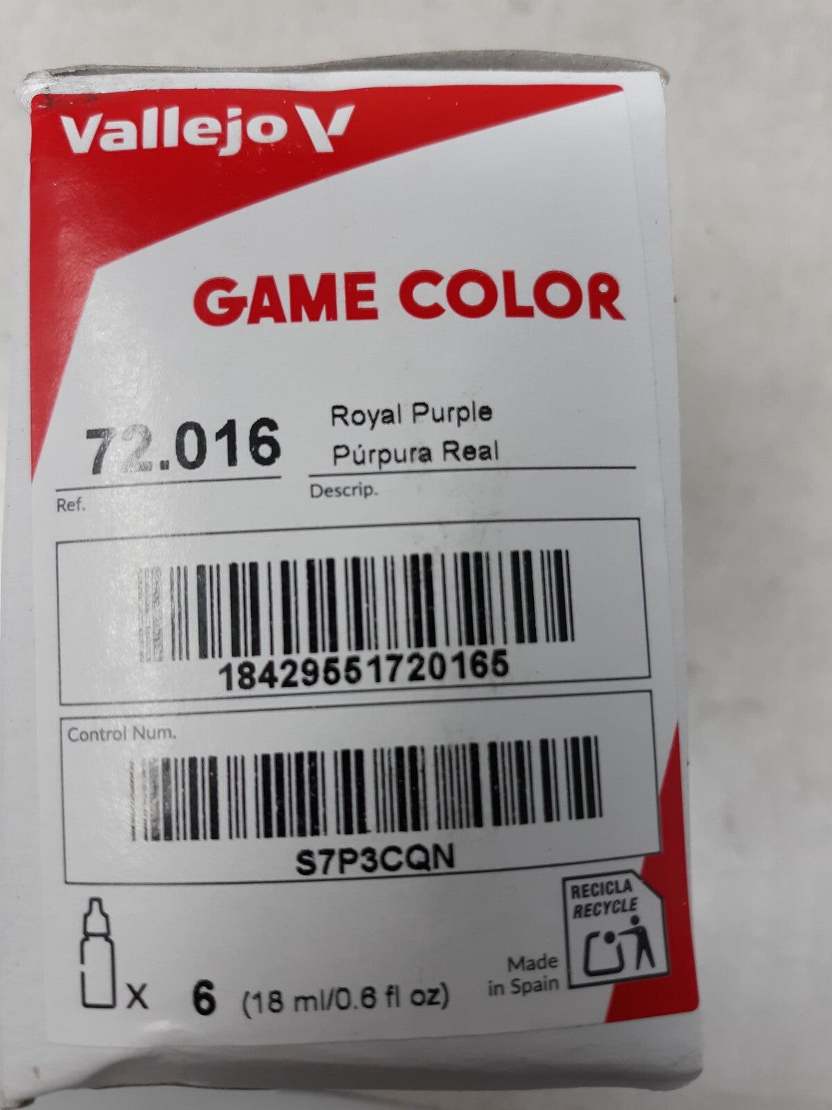Set of 6 Vallejo Game Color - Royal Purple, Extra Opaque, Wash, Ink