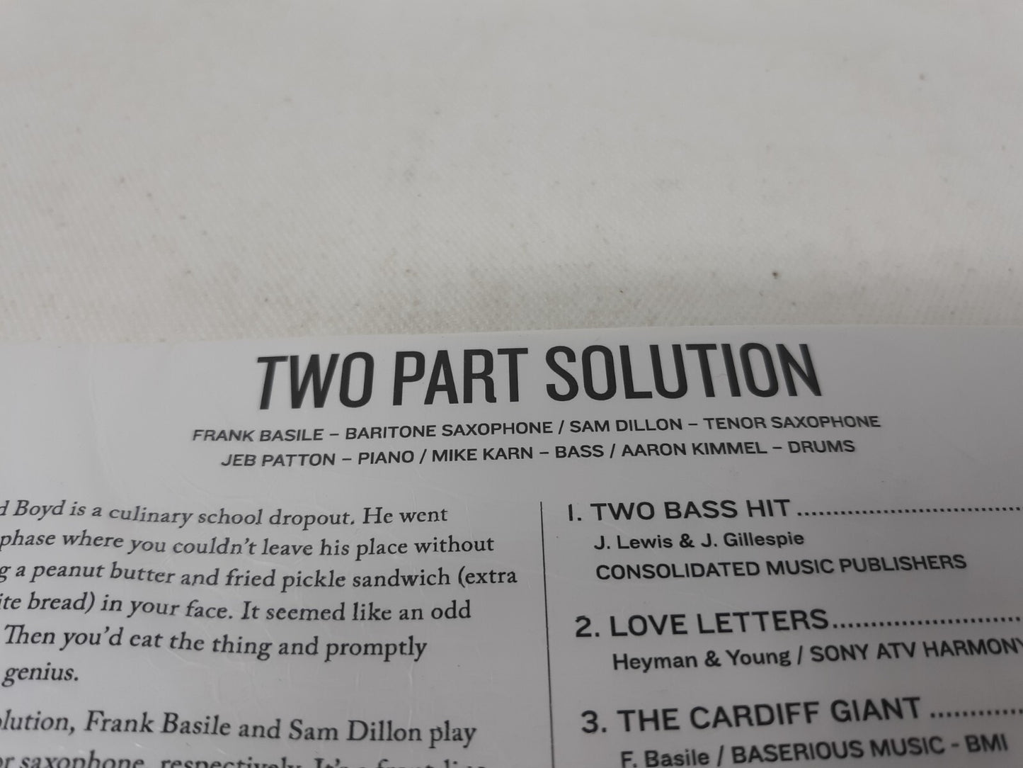 2 Part Solution by Basile, Frank / Sam Dillon Quintet (CD, 2020)