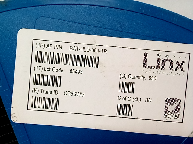 Linx Technology BAT-HLD-001-TR- 650 Pieces