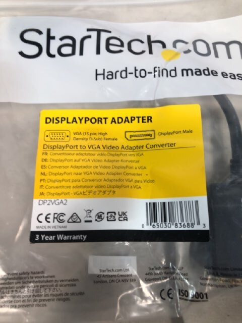 StarTech DP2VGA2 Displayport To Vga Video Converter Black