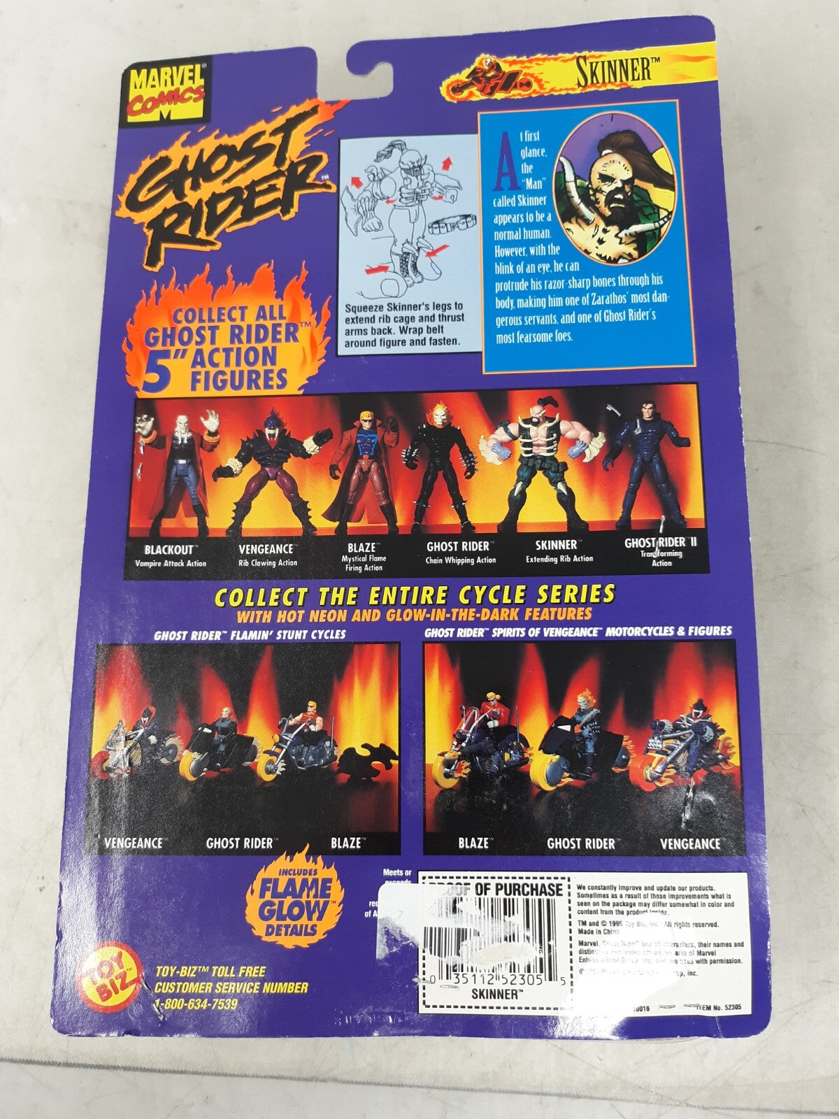 Marvel Entertainment Ghost Rider Skinner Action Figure 1995 Toy Biz Glow In Dark