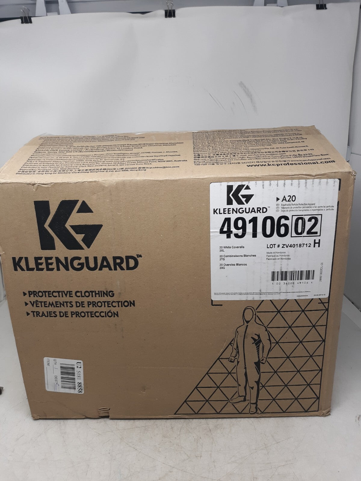 KleenGuard A20 White Coveralls 3XL – Breathable Particle Protection – Case of 20