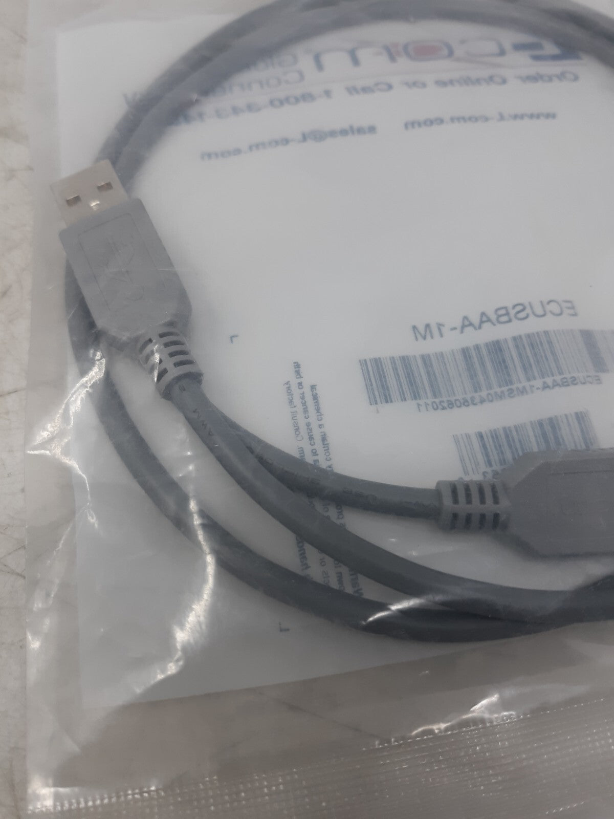 L-com ECUSBAA-1M USB 2.0 A Male to A Male Cable 1 Meter Gray RoHS Compliant