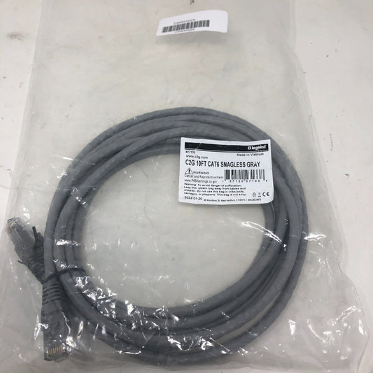 C2G 27133 10ft Cat6 550 MHz Snagless Patch Cable - Gray