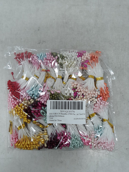 20 Bundles 1700 Pieces Assorted Color 3Mm Pearl Flower Stamen for Card Making