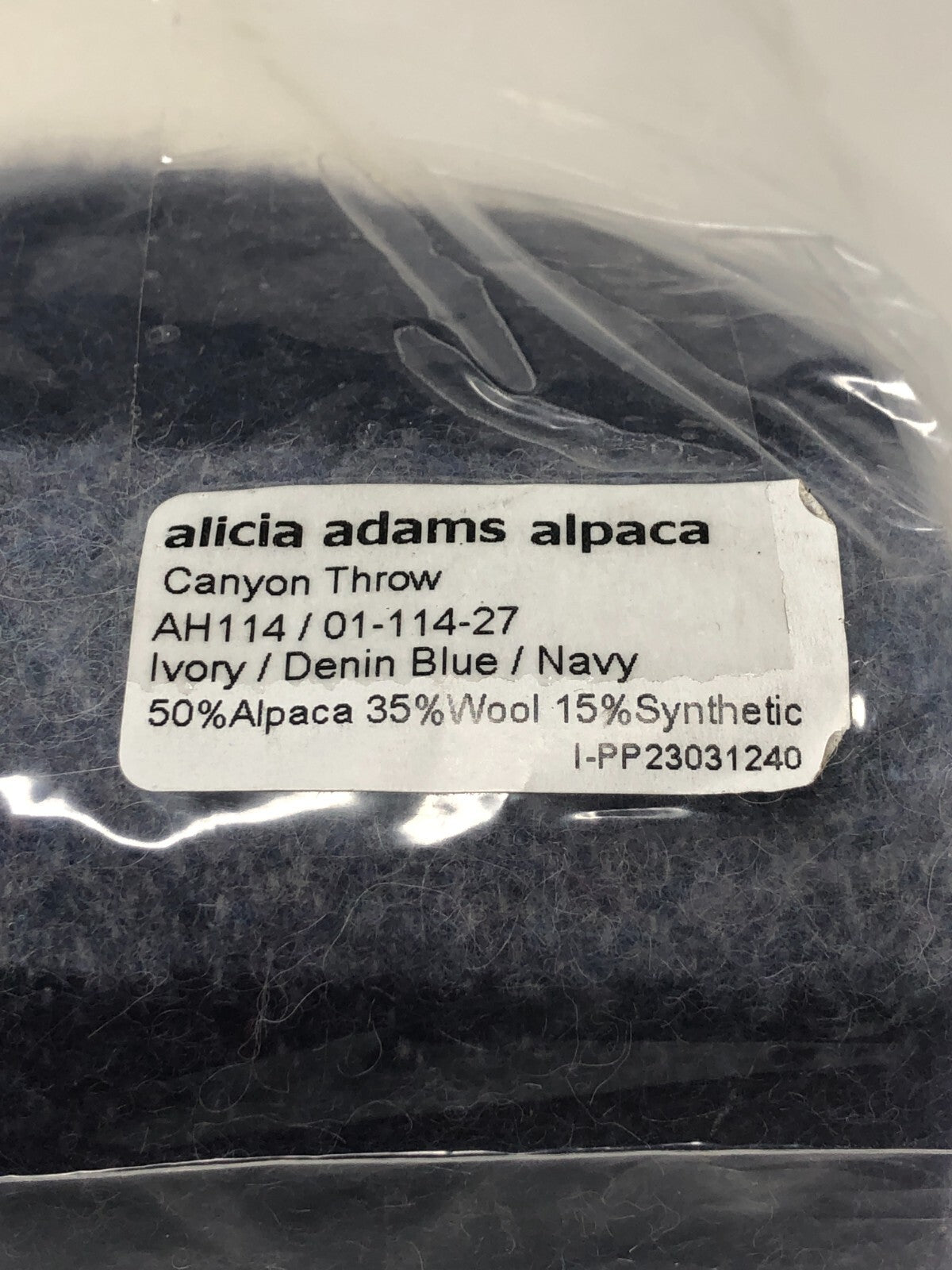 alicia adams alpaca Canyon Throw ~ Genuine Alpaca Wool Blanket, Ivory/Blue/Navy