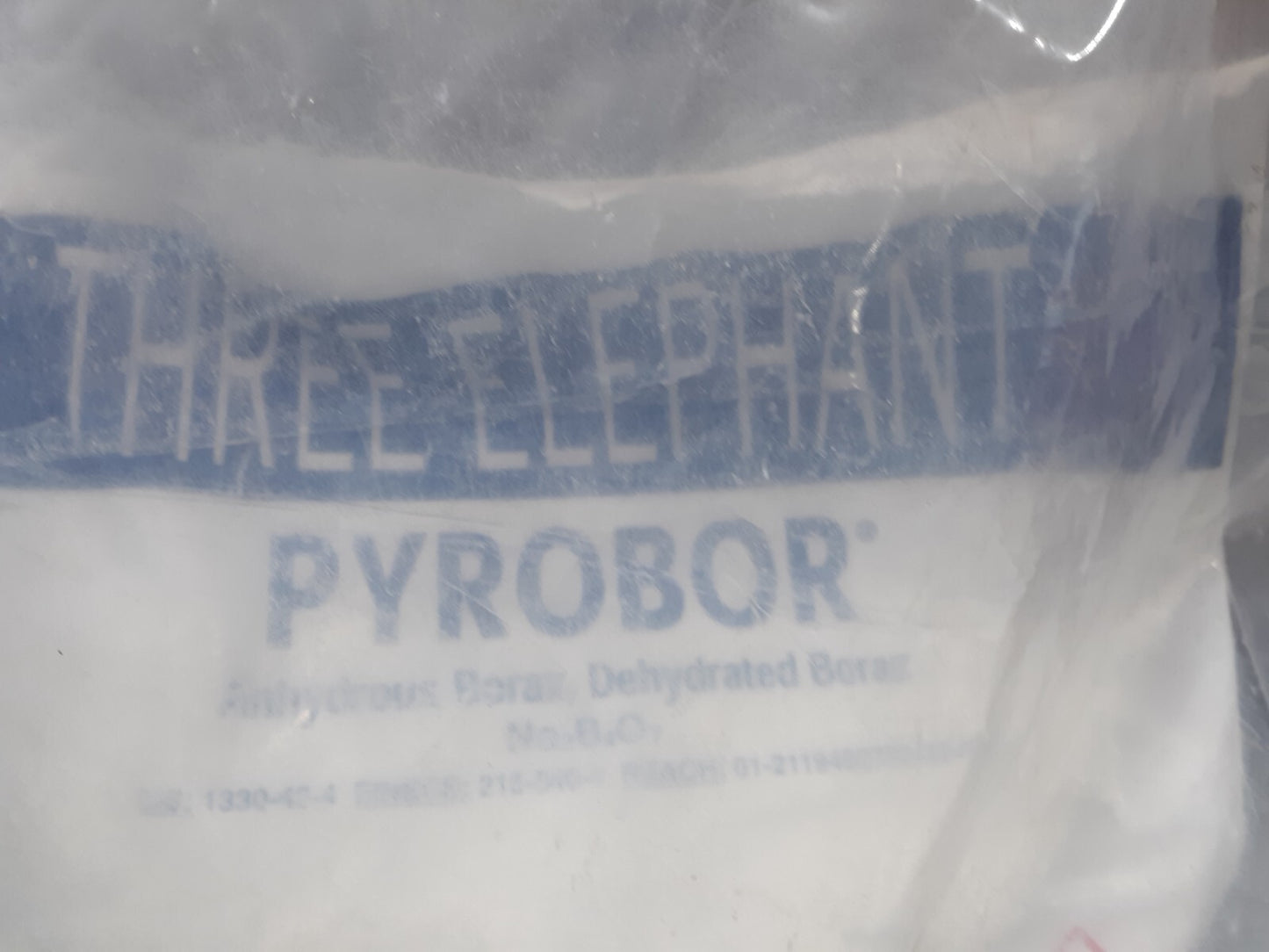 Three Elephant Borax powder bag, crystal granulated 55 lb