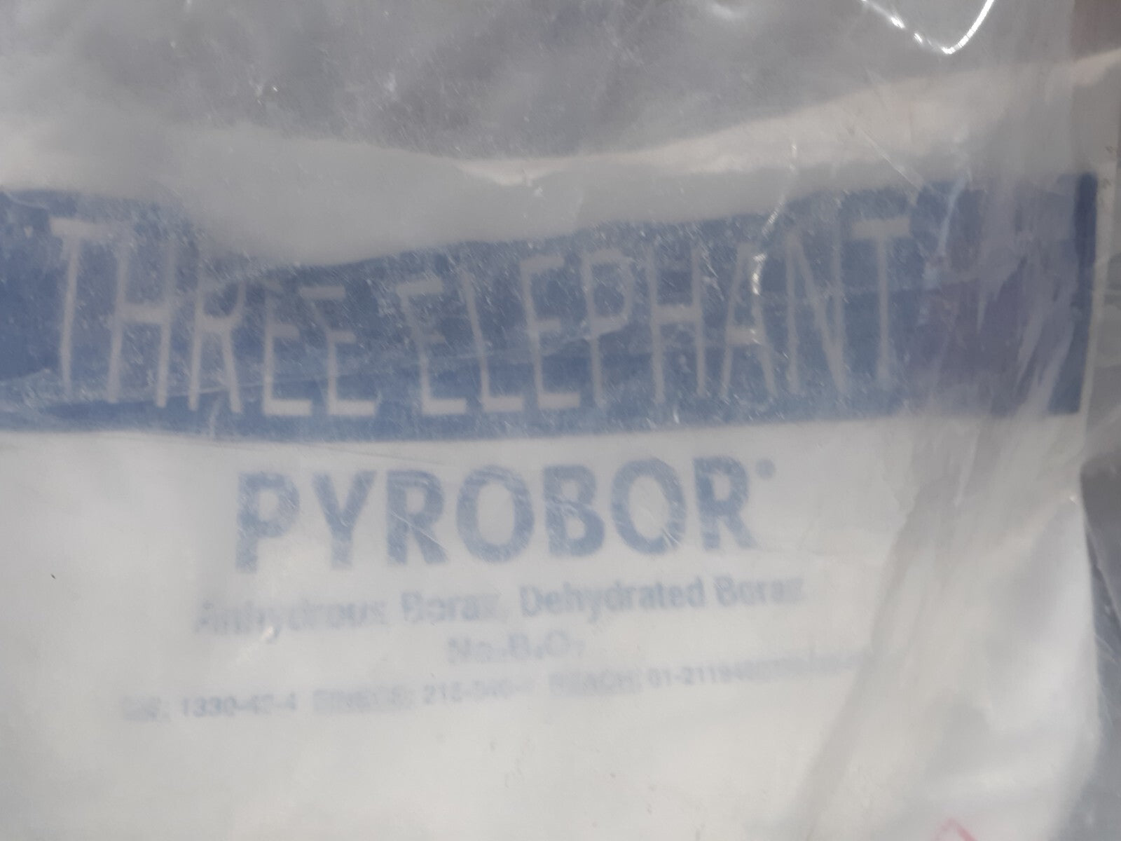 Three Elephant Borax powder bag, crystal granulated 55 lb