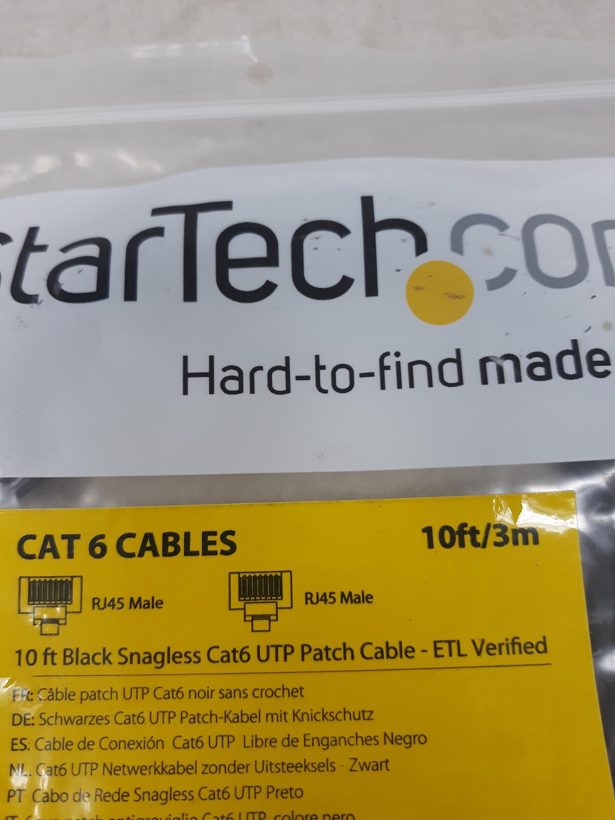 StarTech 10 ft Black Snagless Cat6 UTP Patch Cable