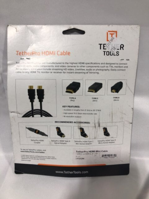 Tether Tools TPHDCA6 TetherPro 6ft HDMI Mini Cable Black