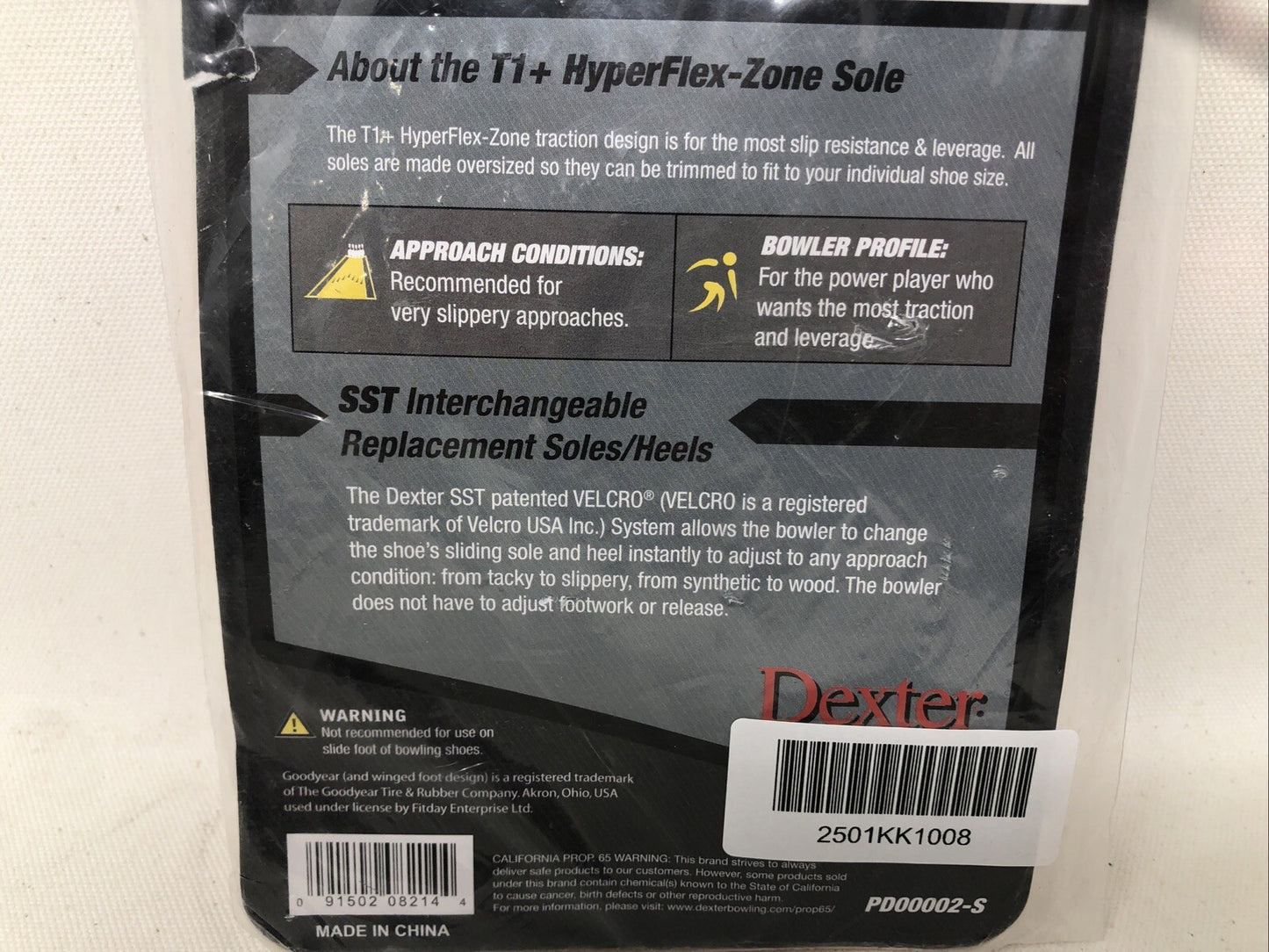 DEXTER HYPERFLEX- ZONE BOWLING SHOE TRACTION SOLE SIZE SMALL WOMEN5-11 MEN7-10.5