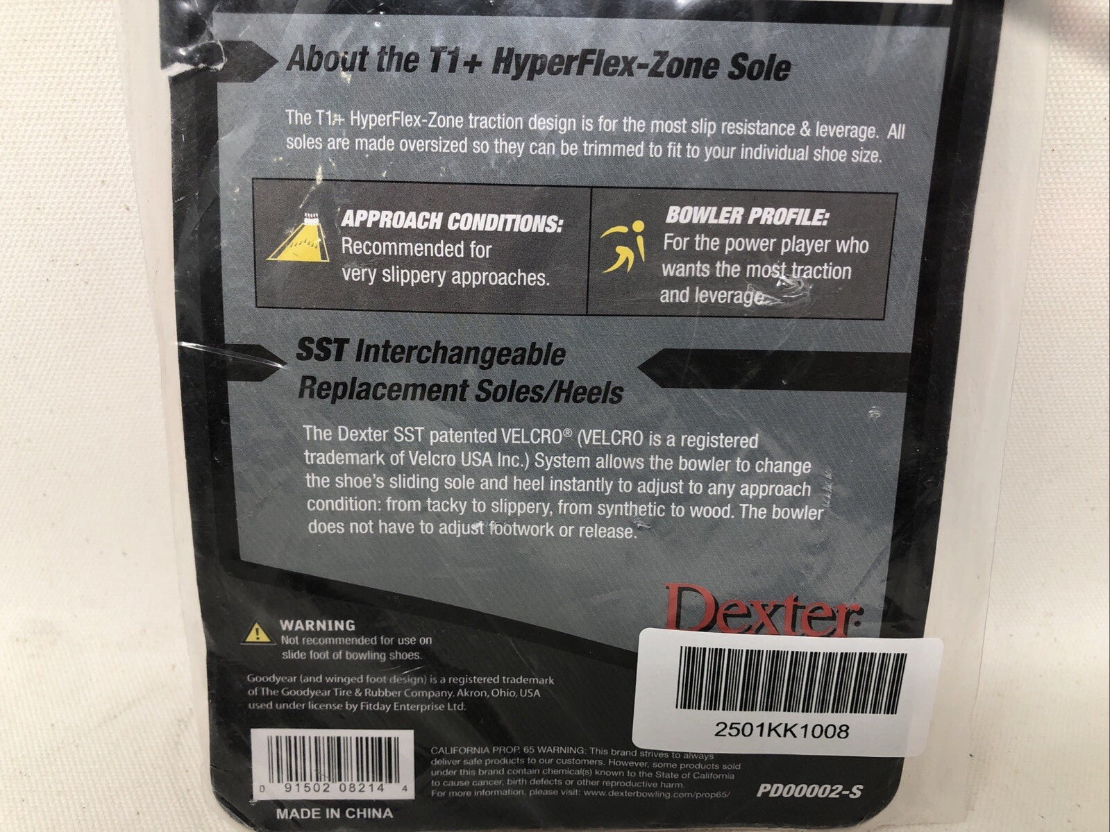 DEXTER HYPERFLEX- ZONE BOWLING SHOE TRACTION SOLE SIZE SMALL WOMEN5-11 MEN7-10.5