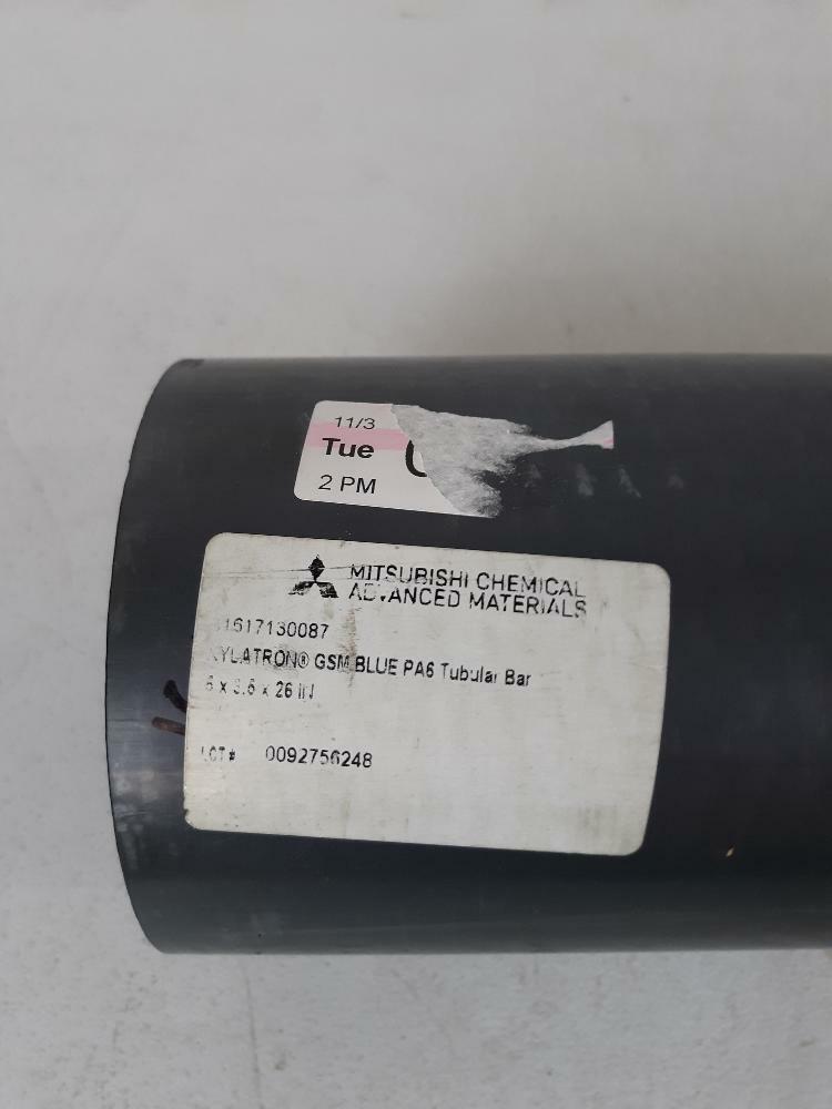 Mitsubishi Chemical Advanced Material Nylatron GSM Blue PA6 Tubular Bar 5x3.5x26