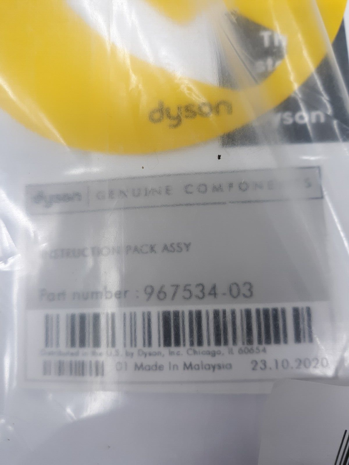 Dyson Vacuum Instruction Pack Assembly 967534-03