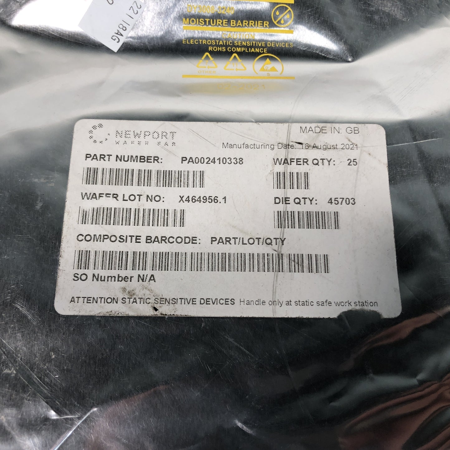 Newport Wafer Fab Wafers - PN: PA002410338