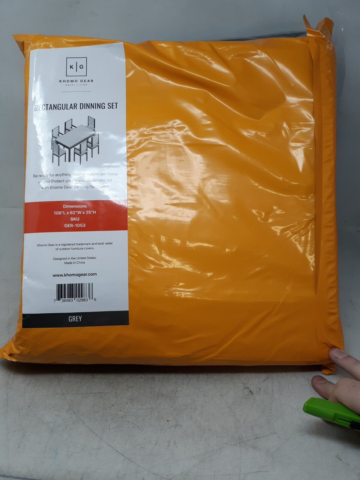 Khomo Gear Patio Table and Chair Set Cover Heavy Duty Gray GER-1053 Dining Set