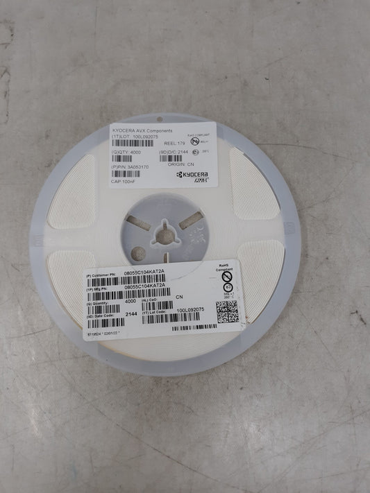 4000 REEL - AVX KYOCERA 08055C104KAT2A Capacitor 0.1UF 50V MLCC Ceramic X7R SMD