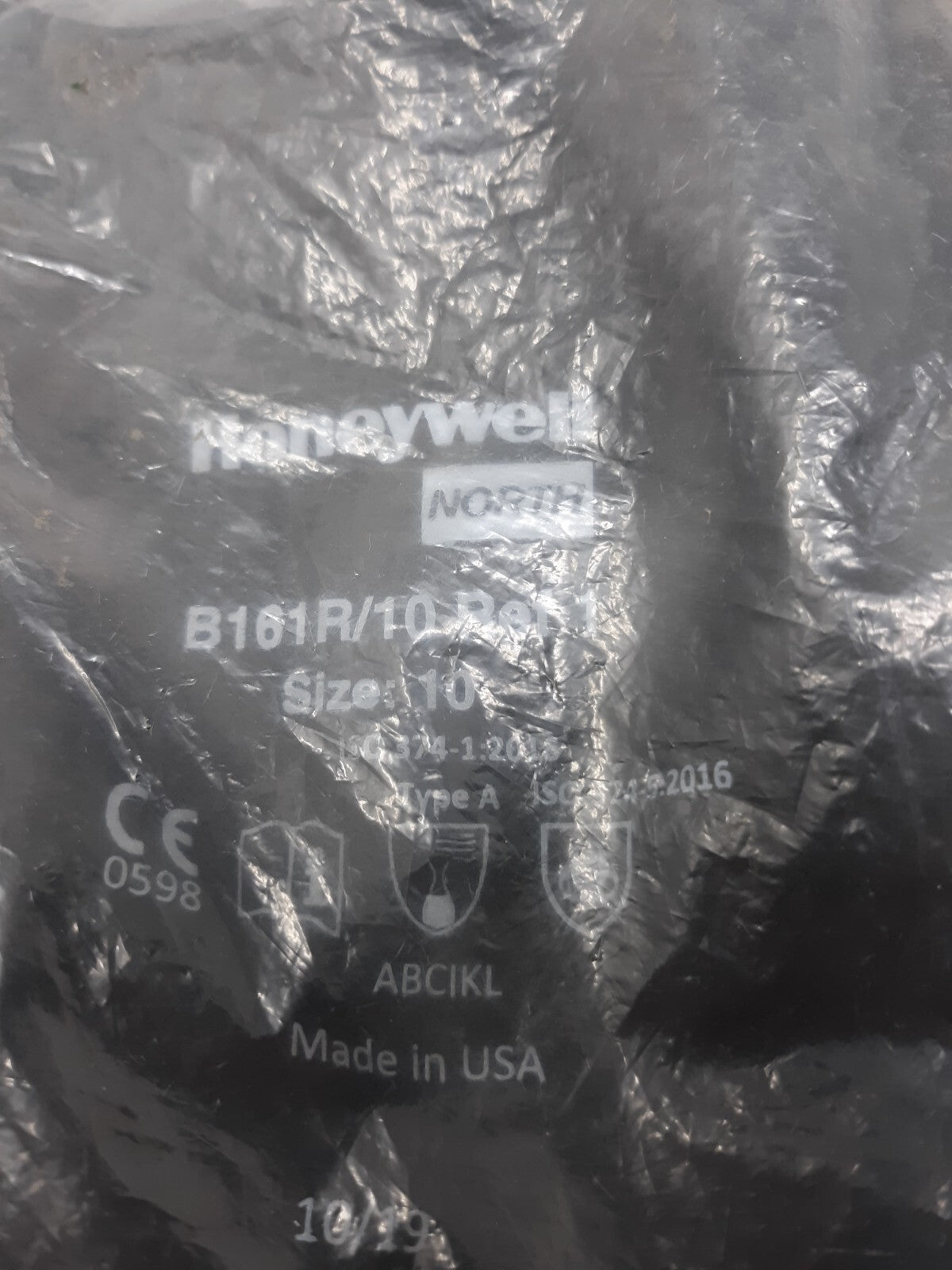 HONEYWELL North Butyl B161R B161R/10 smooth finish butyl gloves 10"