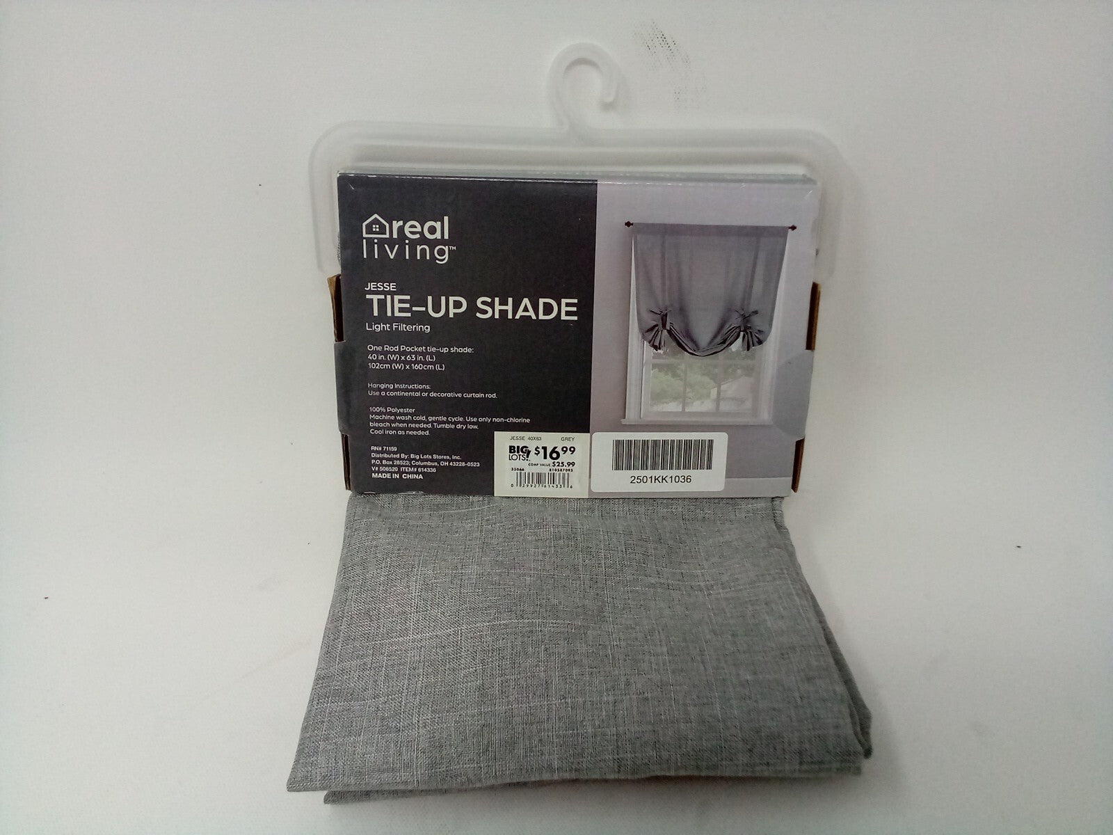 Archaeo Light Filtering Washed Cotton Tie-Up Window Shade Gray 40"x63"
