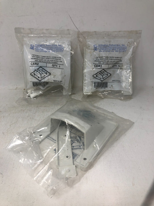 Arlington Industries "The Scoop" Cable Entry Cover Plate ~ Lot of 3 CER2, White